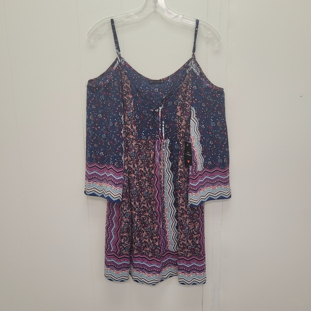 City Triangles Cold Shoulder Semi-sheer Tunic